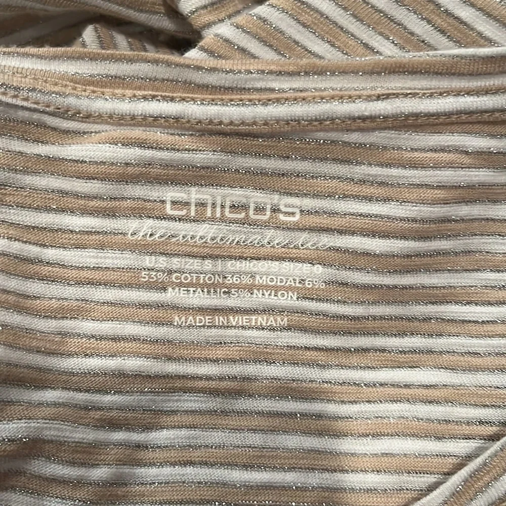 Chico’s Gold & Silver Striped Long Sleeve Tunic